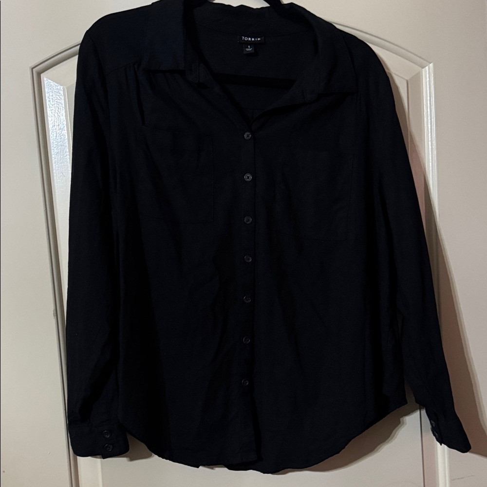 Torrid Black Dress Top Button Down Shirt 1X
